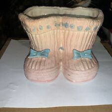 Vintage Baby Bootie Planter Pink Vase Nursery Ceramic Mid Century Decor Boot picture