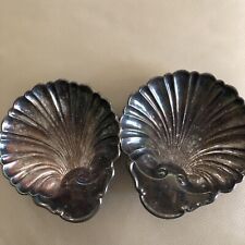 2 Vintage Silver Plated Clam Shell Footed Dish 8” Bowls picture