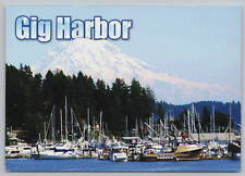 Gig Harbor WA Mount Rainier Boats Sailboats Pierce County 6x4 Vtg Postcard B22 picture