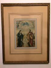 Vintage Religious Print Young Jesus Framed Christianity God Church Angels Mary picture