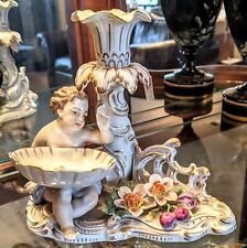 Antique Dresden Meissen Porcelain Figural Regency Candle Holder c1902 picture