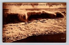 Santa Cruz CA-California, High Waves, Seabright Beach, Vintage Souvenir Postcard picture