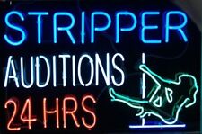 Stripper Auditions 24 Hrs Neon Sign Lamp Light Bar Pub Wall Display 24x20 picture