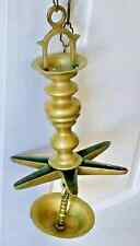 Antique Cast Brass Judenstern Shabbos Lamp/Shabbat Lamp Germany w/ Copper Chain picture