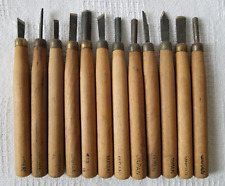 Vtg Wooden Handled Chisels Carving Leather Working Hand Tools Japan Lot of 12 picture