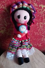 New Peruvian Artisan Handmade Wide Eyed Colorful Attire Mom and Baby Doll  picture