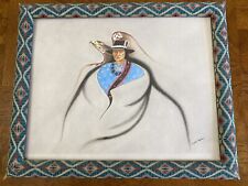 Native American Rare Artwork Eagle Drawing or Airbrush Frame Vintage Walt Reber picture
