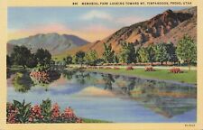 Memorial Park Looking Toward Mt. Timpanogos Provo Utah 1940s Curt Teich Postcard picture