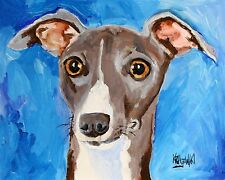 Italian Greyhound Art Print Signed by Artist Ron Krajewski Painting 8x10 Dog picture