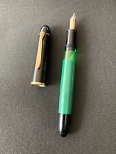 VINTAGE PELIKAN - FOUNTAIN PEN, PLASTIC, GREEN/BLACK, GERMANY, USED picture