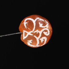 Authentic Ancient Etched Carnelian Bead with Beautiful Pattern in Good Condition picture