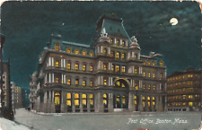 Post Office at Night-Boston, Massachusetts MA-antique unposted postcard picture