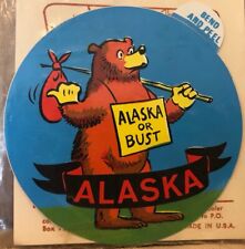 Vintage ALASKA Sticker Presskal Impko Decal Souvenir State Travel Bear picture