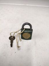 Vintage Independent Lock Co. Fitchburg, MA ILCO Green Padlock & Key picture