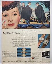 1945 Gruen Jewelers Watch Graduation Mothers Eyes Vtg Print Ad Man Cave Art Deco picture