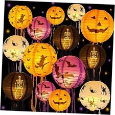 Retisee 20 Pcs Halloween Paper Lanterns with LED Light, 3 Size 8 Inch 10 Inch  picture