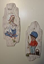 Vintage 1976 ARNELS Plaster Chalkware  Wall Hangings Boy & Girl  picture