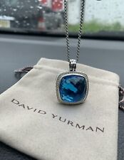 David Yurman 925 Silver 20mm Albion Pendant W/Blue Topaz & Diamonds 18” Necklace picture
