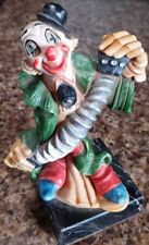 Fontanini Depose Vintage Clown Genuine Carrara Marble Base Playing Squeezebox picture