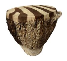 Vtg 1940s African Congo Large Drum In The Style Of Zebra Handmade 16” X 14” 15lb picture
