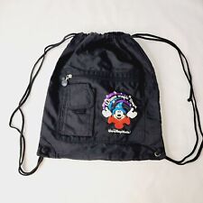 Walt Disney World Vintage Where Magic Lives Drawstring Black Backpack Cinch Bag picture
