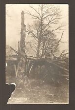 Antique WWI Real Photo Postcard RPPC Soldier in Bombed Tree Argonnen Germany picture