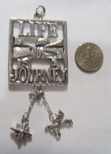 vintage silver tone metal religious Life is a journey inspiration pendant 52919 picture