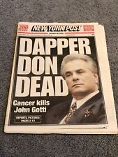 New York Post June 11, 2002 “DAPPER DON DEAD” Cancer Kills John Gotti Newspaper picture