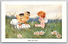 Postcard Artist Signed Marsh Fairy with Chick, 