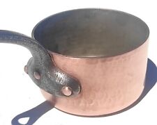 Vintage French 4.9inch Copper Saucepan Hammered Walls Tin Lining 2.5mm 2.2lbs picture