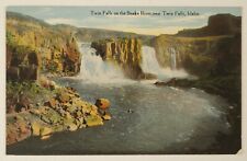 Twin Falls on the Snake River near Twin Falls Idaho Scenic Waterfall  Postcard picture