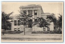 c1905's Public Library Building Exterior Roadside Iola Kansas KS Trees Postcard picture