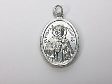 St. Thomas Aquinas Cross Two Sided Silver Tone Religious Oval 3/4