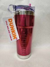 NEW  Dunkin Donuts Tumbler Insulated Stainless Steel Travel  Mug Fuschia 24 Oz picture