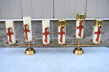 Pair of Older 3 Light Church Candelabra for Oil Filled Candle (CU314) chalice co picture