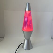 Vintage Pink Lava Lamp Aluminum Silver Base Pink Wax 14