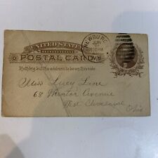 RARE 1886 POSTCARD Miss Lucy Lane West Cleveland OHIO Postal Mark NEWBURGH 6/30 picture