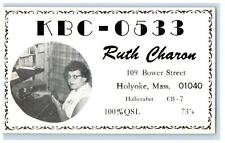 KBC-0533 QSL Ham Radio Ruth Charon Holyoke Massachusetts MA Postcard picture