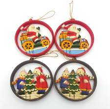 vintage Christmas ornaments Santa riding car kids Christmas tree presents all 4 picture