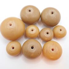 9 pcs large lovely old focal African 'amber’ type imitation trade beads estate picture