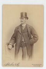 Antique c1880s Cabinet Card Handsome Man Mustache Stove Top Hat Allentown, PA picture