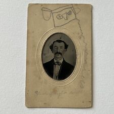 Antique Tintype Photograph Charming Man ID Uncle Dwight Smith Folk Art Drawing picture