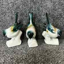 Vintage trio Zsolnay Pek Hungary porcelain birds titmouse 4” songbirds figurine picture