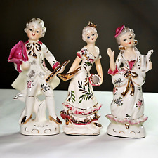 Antique Japanese Hand Painted Porcelain Figurines Colonial Dancing Musicians 8