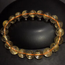 9.5mm Natural Hair Rutilated Quartz Crystal Round Beads Bracelet AAA picture