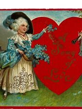 Antique 1912 Ephemera Valentine Postcard Edwardian Era Victorian Style Serenades picture