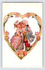 Postcard Valentine's Day Colonial Children Sweethearts Pre-1907 Unposted picture