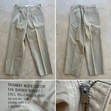 1962 Vtg US Army USAF Khaki Chino W 32 L 31 All Cotton Summer Tan Pants 60s picture