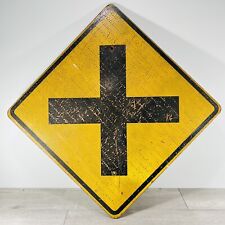 Vintage THICK WOOD Intersection Ahead Road Traffic Sign 30x30 *Nice Checking* picture
