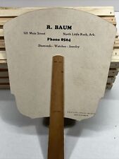 1940s-50s  Advertising Fan Cardboard R. Baum Jeweler North Little Rock Arkansas picture